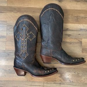 Corral Brown Studded Cross Cowboy Boots